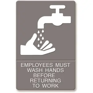 Headline HDS4726 Headline employees Must Wash Hands Before Returning To Work" Sign, 6" X 9"