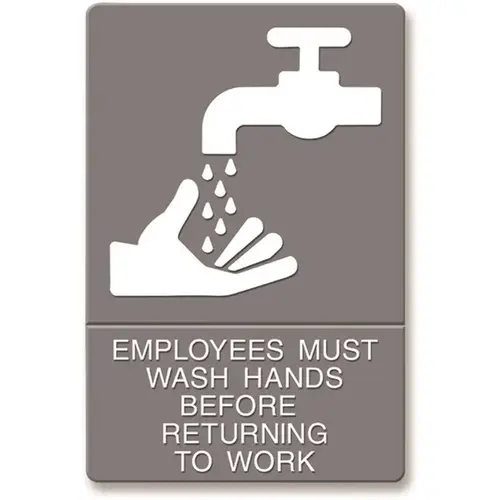Headline employees Must Wash Hands Before Returning To Work" Sign, 6" X 9"
