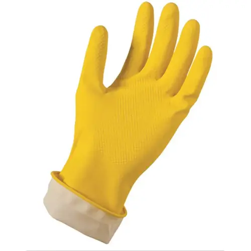 AWP Yellow Latex Flock Lined Chemical Gloves Large Package Of 3