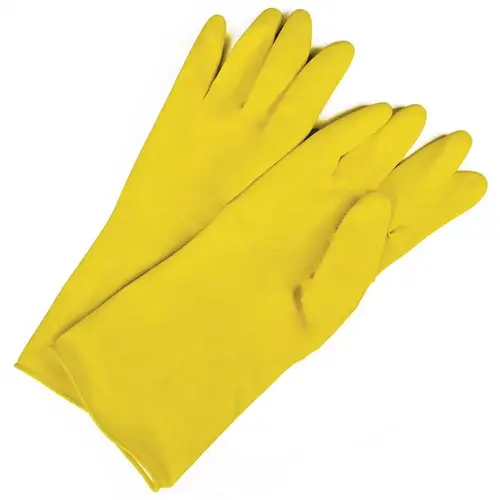 AWP Yellow Latex Flock-Lined Gloves, Small, Puncture Resistant, Package Of 3 Pair