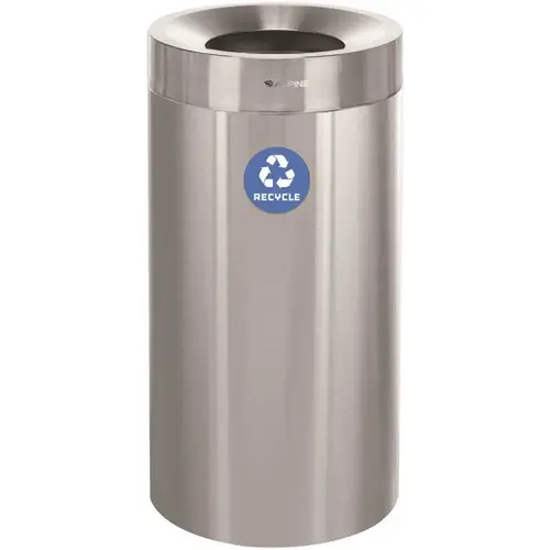 Alpine Industries 27 Gallon Stainless Steel Open Top Tall Recycle Bin Trash Can
