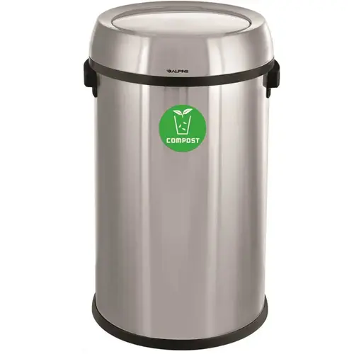 Alpine Industries 17-Gallon Stainless Steel Commercial Compost Bin Trash Can Alpine Industries 17-Gallon Stainless Steel Commercial Compost Bin Trash Can