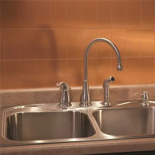 Aspect Metal Copper Peel-And-Stick Backsplash, Long Grain, 3 X 6 Package Of 8