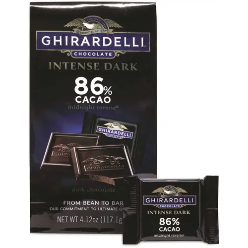 Ghirardelli Intense Dark Midnght Revre 86% Cacao Singls Bag 4.12 Oz Package Of 3 Ghirardelli Intense Dark Midnght Revre 86% Cacao Singls Bag 4.12 Oz Package Of 3
