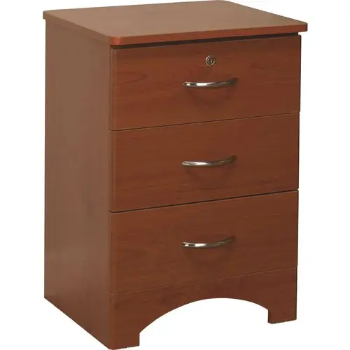 Drive Oslo 3-Drawer Bedside Cabinet, NICKEL Hardware, 29-1/2"x21"x18", Cherry Drive Oslo 3-Drawer Bedside Cabinet, NICKEL Hardware, 29-1/2"x21"x18", Cherry