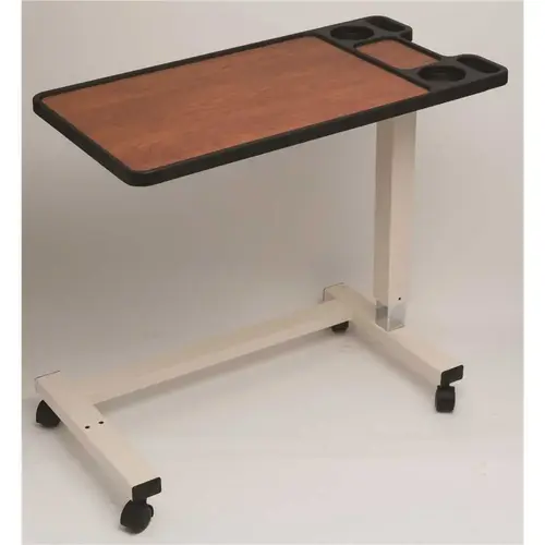 Drive Premium Multi-Feature 27-42" Pneumatic Overbed Table, U Base, Cherry Black Edge