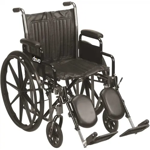 Drive Silver Sport 2 Wheelchair, Detachable Full Arms, Footrests, 18" Seat