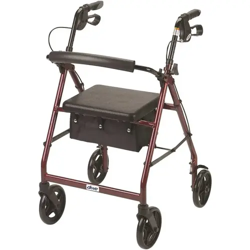 Drive Medical Design Rollator,7.5" 4whl.alum.padst,red