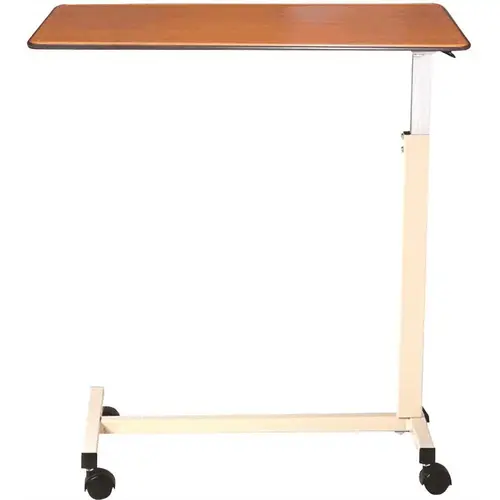 Drive Designer Overbed Table, U Base, 30"- 45"h Opal Frame, Cherry