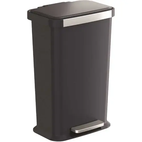 Hls Commercial 13.2 G / 50 Liter Black Plastic Step Pedal Trash Can-Odor Filter