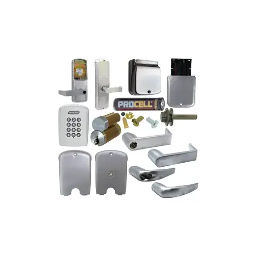 KIT - Keypad Stand Alone Office Cylindrical Lock, Athens Lever, FSIC Prep, Schlage Large Format IC Core Included, 6-Pin C Keyway (1-Bitted Brushed Chrome Cylinder 626), Satin Chrome 626, US26D