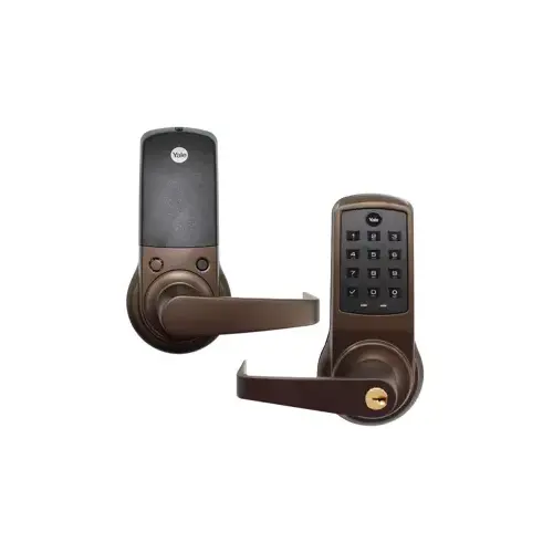 NexTouch Pushbutton Keypad Bored Lock, Augusta Lever, No Radio - Standalone Compatible with Modules ZW2, HA2 and ACC, Schlage C Keyway, Grade 1, Weather Resistant, Oil Rubbed Bronze 613E/US10BE