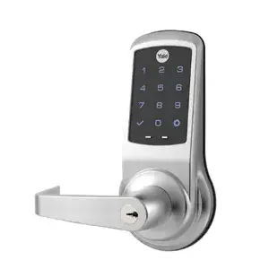 Yale Security Inc AU-NTB628-ZW3-2803-626 NexTouch Touchscreen Keypad Bored Lock, Augusta Lever, Z-Wave- Wireless Communication, Schlage C Keyway, Grade 1, Weather Resistant, Satin Chrome 626/US26D