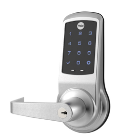 Yale Security Inc AU-NTB628-ZW3-2803-626 NexTouch Touchscreen Keypad Bored Lock, Augusta Lever, Z-Wave- Wireless Communication, Schlage C Keyway, Grade 1, Weather Resistant, Satin Chrome 626/US26D