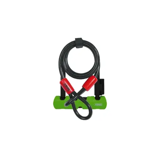 Ultra Mini U-Lock, Green, Steel Cable