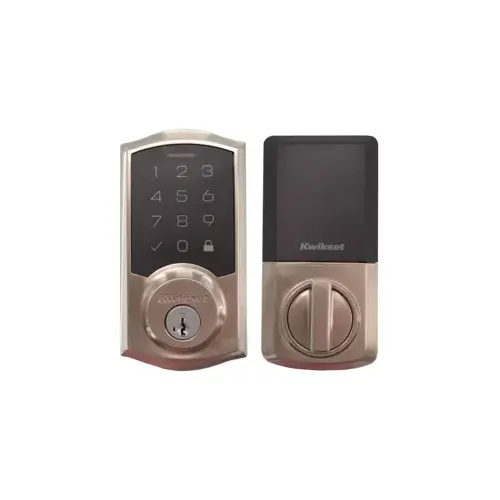 Smartcode Electronic Deadbolt, KW1 SmartKey, UL Rated, Radius Corner Adjustable Latch 2-3/8"-2-3/4" Backset, Grade 2, Satin Nickel US15/619, Clear Pack Smartcode Electronic Deadbolt, KW1 SmartKey, UL Rated, Radius Corner Adjustable Latch 2-3/8"-2-3/4" Backset, Grade 2, Satin Nickel US15/619, Clear Pack