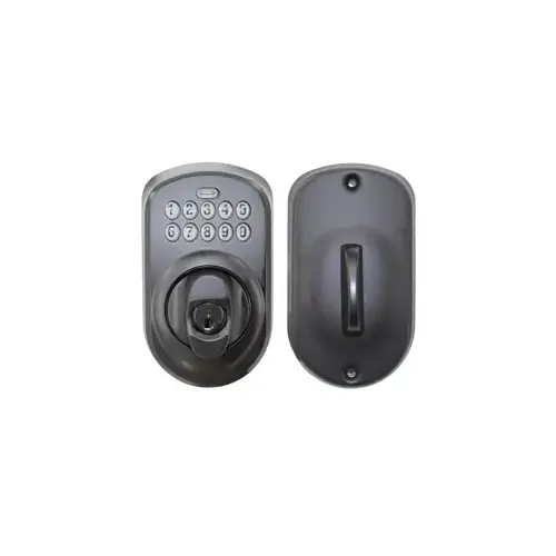 Keypad Deadbolt Plymouth, Key Override, C Keyway, Triple Option Adjustable Backset, Grade 2, Matte Black 622, US19