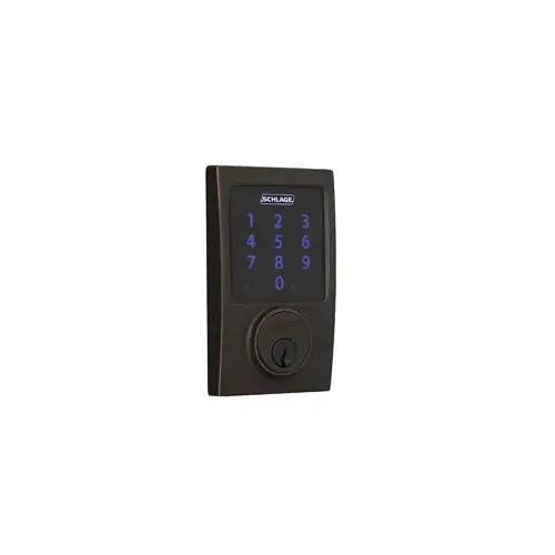 Touchscreen Deadbolt Century with Z-Wave, Built in Alarm, Adjustable Backset, Grade 1, C Keyway, Aged Bronze 716, US11