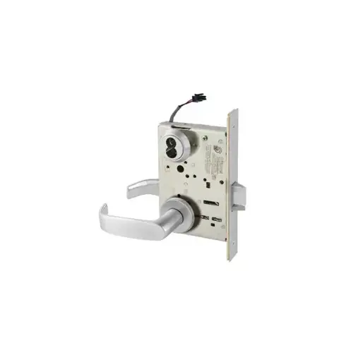 Electrified Mortise Lock, LNP - LN Rose x P Lever, FS Fail Safe or FSE Fail Secure, Field Selectable, Auto-Sensing Dual Voltage 12/24VDC, Full Wave Rectification, RX Request to Exit Switch, LFIC Large Format IC Prep, Less Core, Grade 1, 626/US26D Satin Chrome Electrified Mortise Lock, LNP - LN Rose x P Lever, FS Fail Safe or FSE Fail Secure, Field Selectable, Auto-Sensing Dual Voltage 12/24VDC, Full Wave Rectification, RX Request to Exit Switch, LFIC Large Format IC Prep, Less Core, Grade 1, 626/US26D Satin Chrome