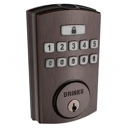 Electronic Fingerprint Keypad Deadbolt with Pro Guard Tuscan Bronze Finish Electronic Fingerprint Keypad Deadbolt with Pro Guard Tuscan Bronze Finish