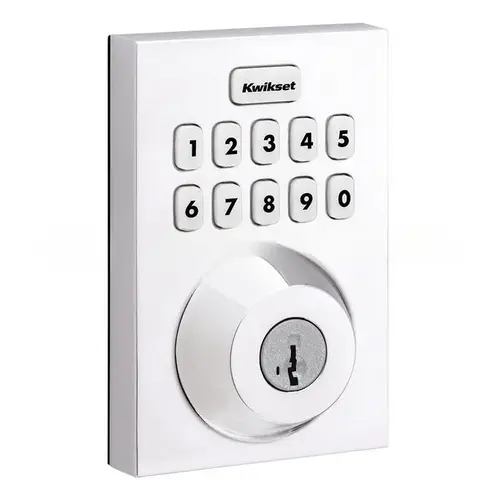 Contemporary Home Connect Keypad Connected Smart Lock Deadbolt with Z-Wave 700 Long Range and SmartKey with RCALFD Latch and RCS Strike Bright Chrome Finish
