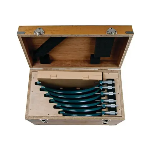 Mechanical Outside Micrometer Set: 6 Pc, 6 to 12" Measurement Mechanical Outside Micrometer Set: 6 Pc, 6 to 12" Measurement