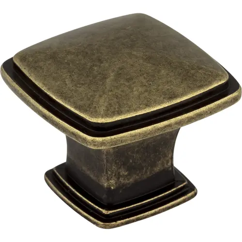 Milan 1 1-1/4" Length Square Knob Distressed Antique Brass Milan 1 1-1/4" Length Square Knob Distressed Antique Brass