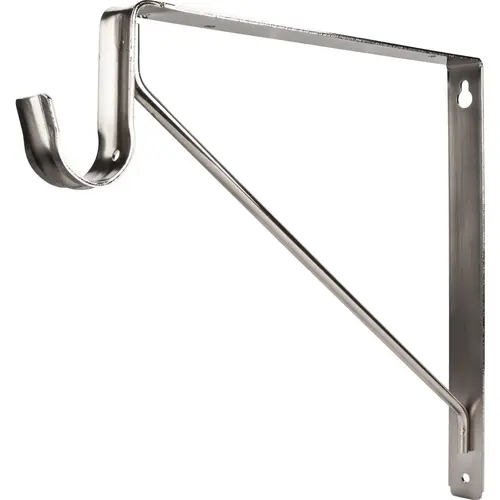 Satin Nickel Shelf Bracket with Rod Support for 1-5/16" Round Closet Rods Satin Nickel Shelf Bracket with Rod Support for 1-5/16" Round Closet Rods
