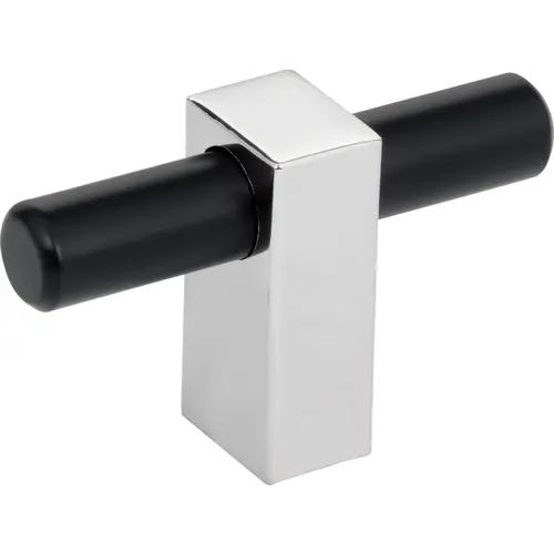 Larkin 2 2-3/8" Length Bar Knob Matte Black w/Polished Chrome Larkin 2 2-3/8" Length Bar Knob Matte Black w/Polished Chrome