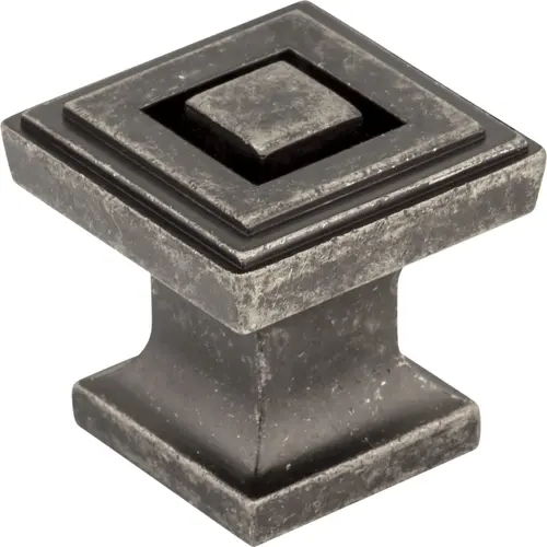 Delmar 1" Length Square Knob Distressed Pewter Delmar 1" Length Square Knob Distressed Pewter