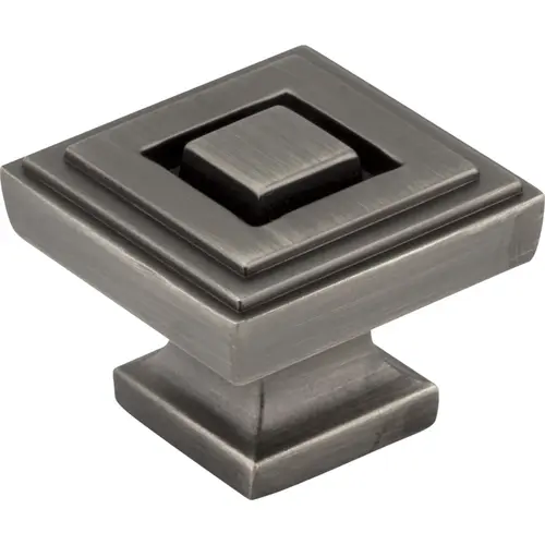 Delmar 1-1/4" Length Square Knob Brushed Pewter Delmar 1-1/4" Length Square Knob Brushed Pewter