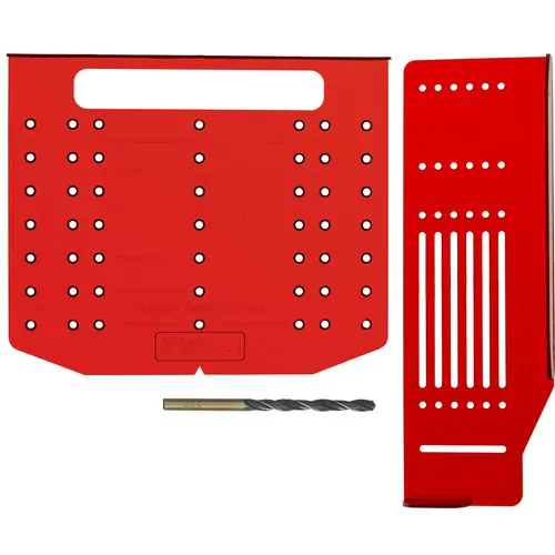 Retail Packaged Drill Template With 3/16"Drill Bit Plastic Red Retail Packaged Drill Template With 3/16"Drill Bit Plastic Red