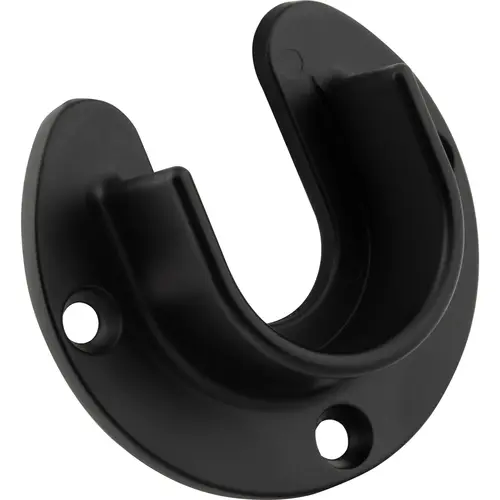 Matte Black Open Screw-In Mounting Bracket for 1-5/16" Round Closet Rods