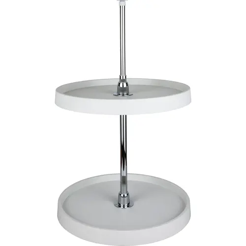 24" Round Two-Shelf Plastic Lazy Susan Set with Chrome Hubs White 24" Round Two-Shelf Plastic Lazy Susan Set with Chrome Hubs White