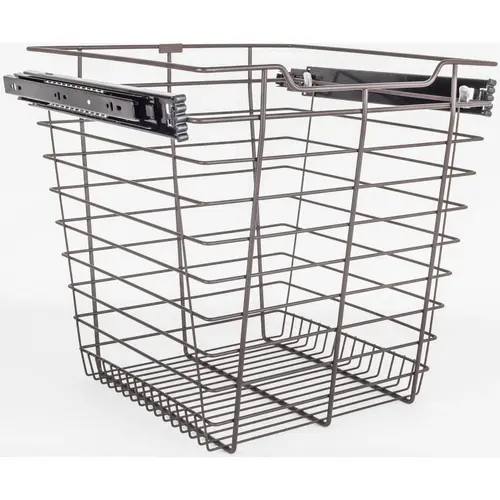 Dark Bronze Closet Pullout Basket with Slides 14"D x 17"W x 17"H Dark Bronze Closet Pullout Basket with Slides 14"D x 17"W x 17"H