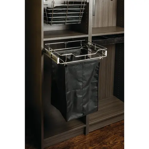 Chrome 18" Deep Pullout Canvas Hamper with Removable Laundry Bag Chrome 18" Deep Pullout Canvas Hamper with Removable Laundry Bag