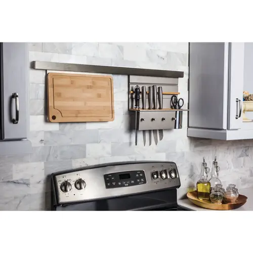 Knife-Block Combo Hanging Shelf for SMART RAIL Storage Solution Aluminum Knife-Block Combo Hanging Shelf for SMART RAIL Storage Solution Aluminum