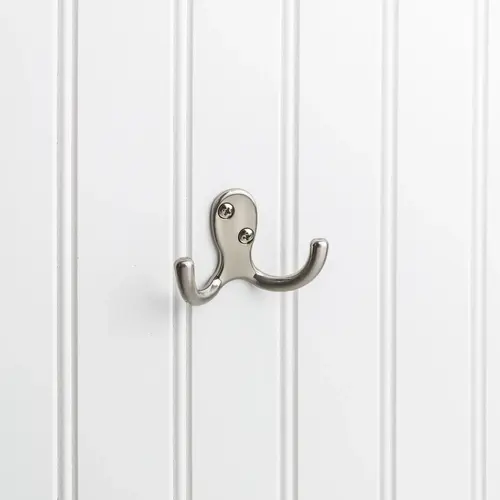 Wall Double Hook Satin Nickel Wall Double Hook Satin Nickel