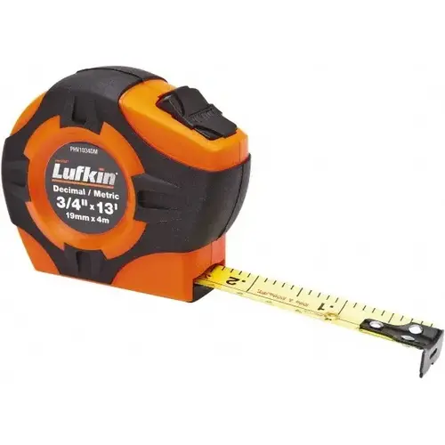 Tape Measure: 12 ft Long, 19 mm Width, Yellow Blade Clear - pack of 6