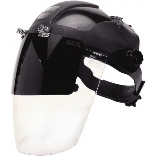 DP4 Series Multi-Purpose Faceshield, Flip-Up IR Window & Ratcheting Headgear, AF/Clear, Shade 6 IR, 9 in H x 12.125 in L Clear; SH6 DP4 Series Multi-Purpose Faceshield, Flip-Up IR Window & Ratcheting Headgear, AF/Clear, Shade 6 IR, 9 in H x 12.125 in L Clear; SH6