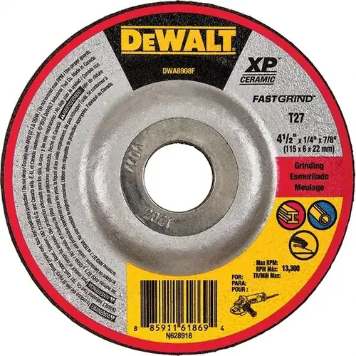 ELITE SERIES Grinding Wheel, 4-1/2 in dia, 1/4 in thick, 7/8 in arbor, 24 Grit, Ceramic ELITE SERIES Grinding Wheel, 4-1/2 in dia, 1/4 in thick, 7/8 in arbor, 24 Grit, Ceramic