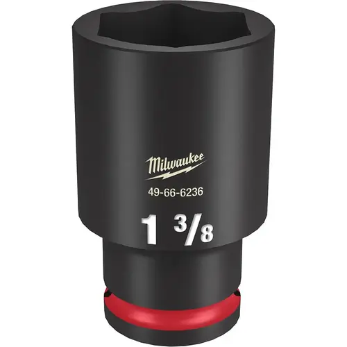 SHOCKWAVE Impact Duty Series Deep Impact Socket, 1-3/8 in Socket, 1/2 in Drive, Square Drive Black Phosphate