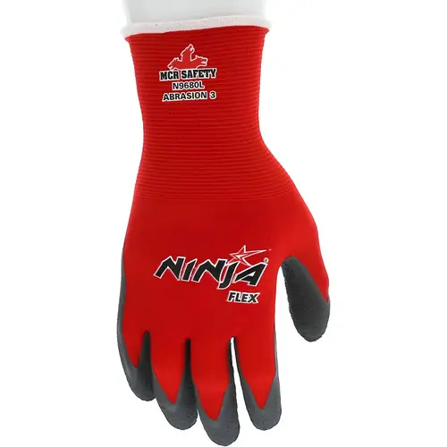 Ninja Flex N9680 15-ga Nylon Rubber-Latex Coated Gloves, X-Large, Gray/Red Pair Ninja Flex N9680 15-ga Nylon Rubber-Latex Coated Gloves, X-Large, Gray/Red Pair