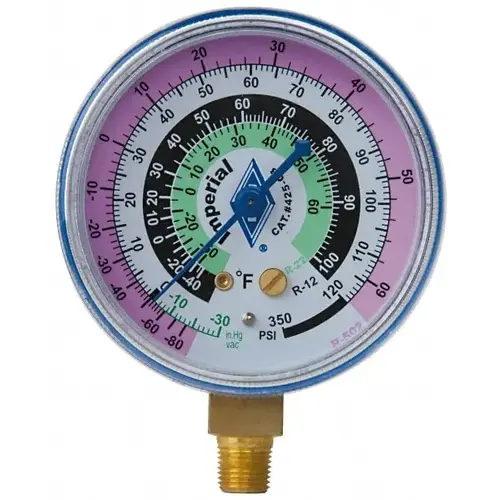 2 1/2 in Refrigerant Gauge, 500 psi (tensile), 1/8 in NPT(M) 2 1/2 in Refrigerant Gauge, 500 psi (tensile), 1/8 in NPT(M)