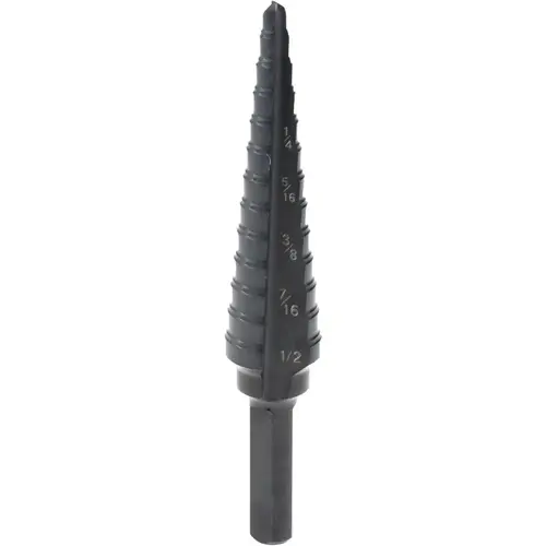 Multi-Hole Step Bit: 1/4" Shank Dia, Steel, 13 Hole Sizes Steam Oxide Multi-Hole Step Bit: 1/4" Shank Dia, Steel, 13 Hole Sizes Steam Oxide