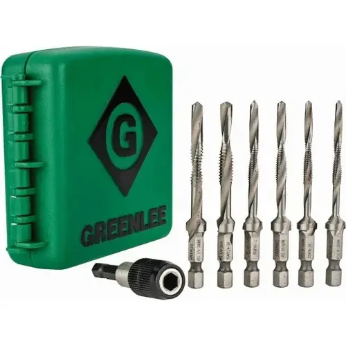 #8-32 to 1/4-20, 3" Overall Length, 2" Drill Length, High Speed Steel Combination Drill and Tap Set #8-32 to 1/4-20, 3" Overall Length, 2" Drill Length, High Speed Steel Combination Drill and Tap Set