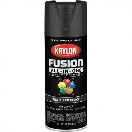 Fusion Primer and Spray Paint, Textured, Black, 12 oz, Aerosol Can Fusion Primer and Spray Paint, Textured, Black, 12 oz, Aerosol Can