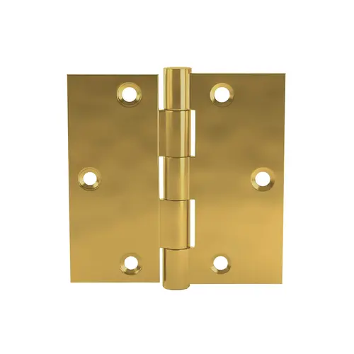 Plain Bearing Butt Hinge Square Corners Removable Pin Type 3.5" X 3.5" Size Satin Brass Finish Pair