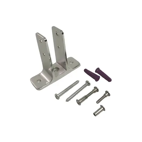 Two Ear Wall Bracket With Fastener 3 1/2" Height 1 3/8" Width 4" Length Chrome Plated Two Ear Wall Bracket With Fastener 3 1/2" Height 1 3/8" Width 4" Length Chrome Plated