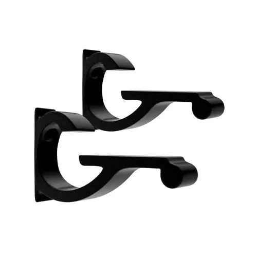 Designer Aluminum Shelf Bracket for 5/8" to 3/4" Glass Black Finish Pack of 2